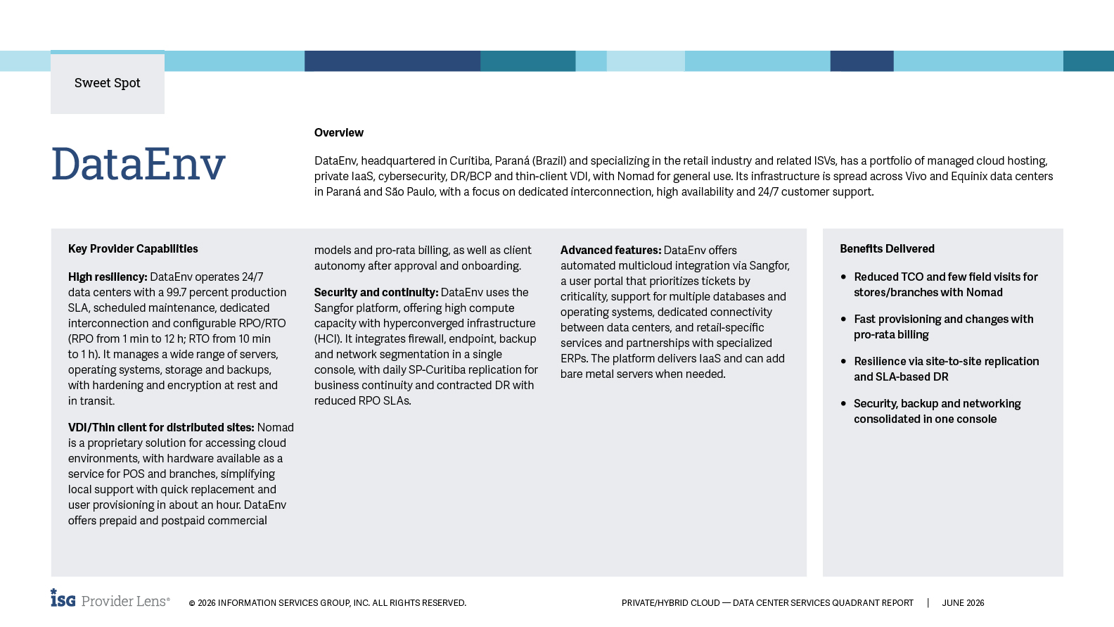DataEnv Sweet Spot - Key Provider Capabilities